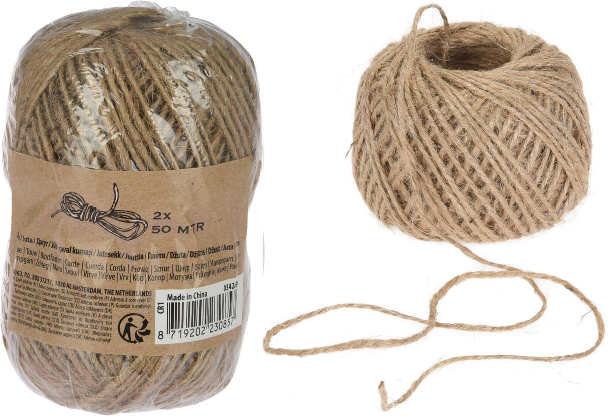 Corda di iuta 2 rotoli da 50 m