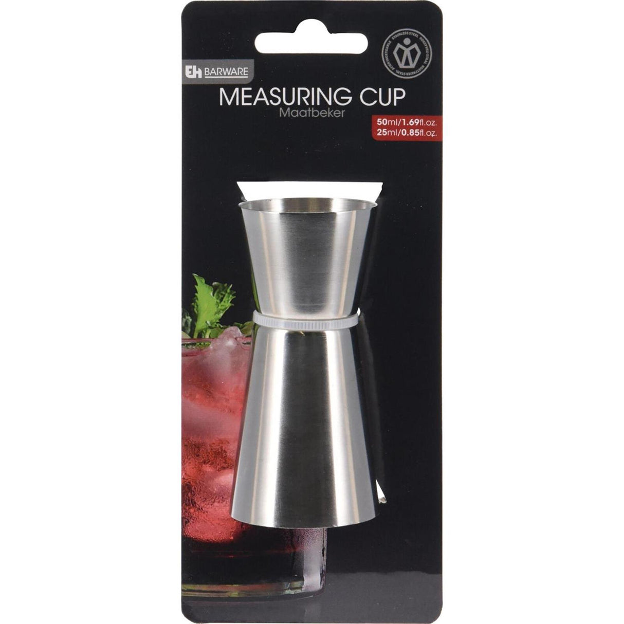 Excellent houseware borrelmaatje rvs op kaart 50 en 25ml