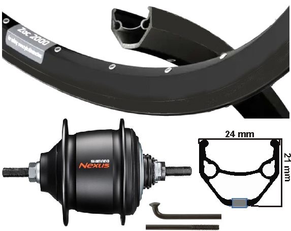 Kgs takapyörän 28 tuuman (622) vanne ja pinnat musta nexus 8 rb musta