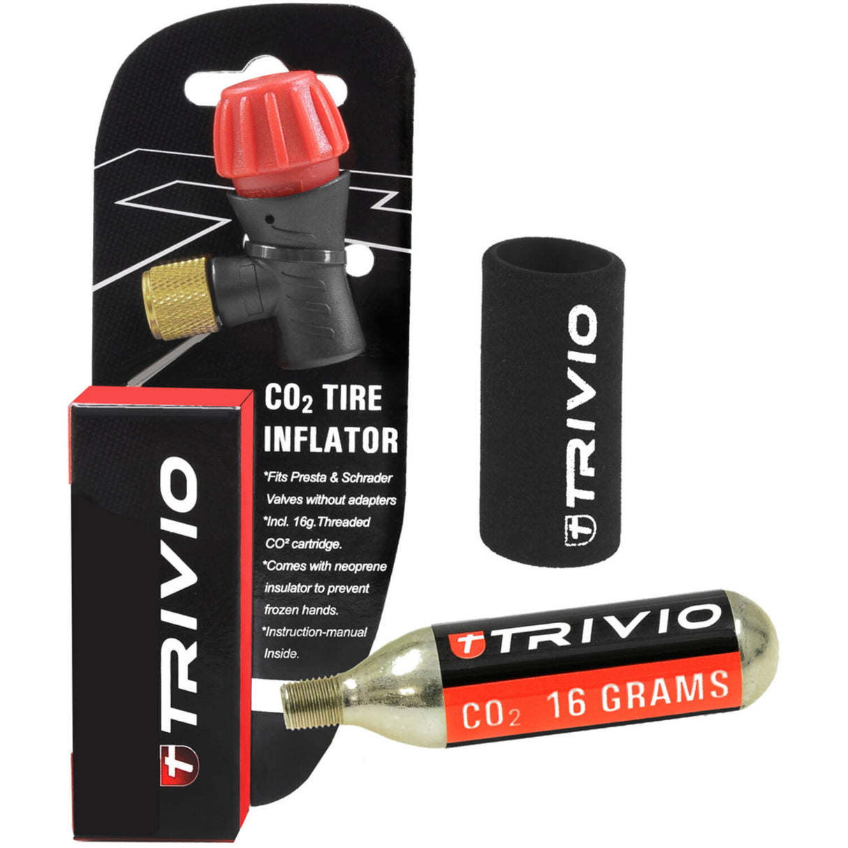 Trivio - CO2 adapter + CO2 cartridge 16 grams + neoprene sleeve
