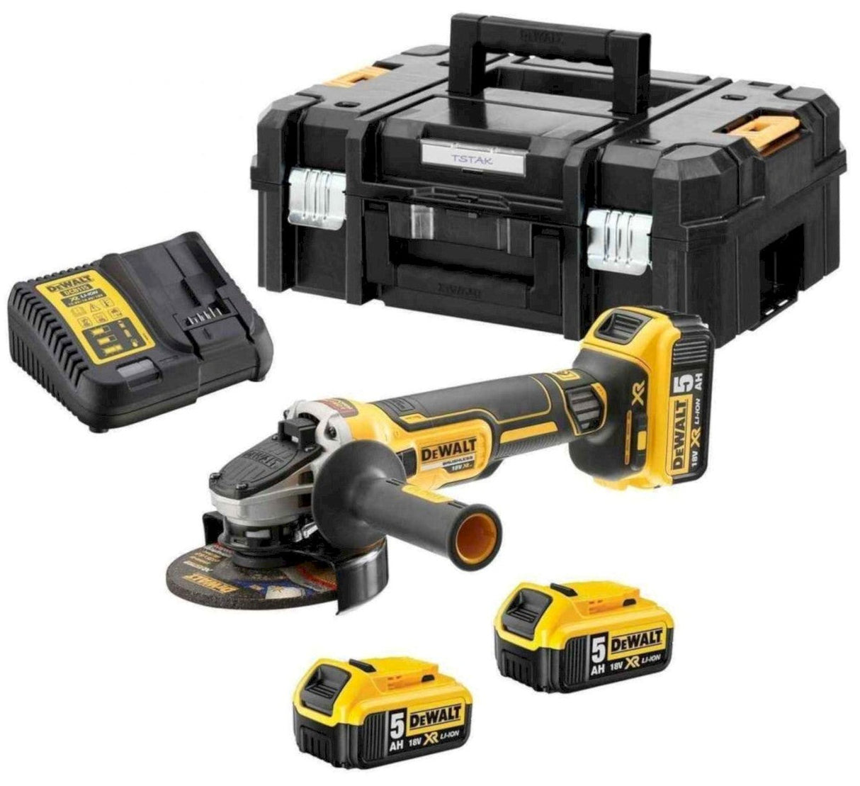 Dewalt dcg405p3 accu haakse slijper | 125 mm bl | 3x 18v 5.0 ah xr li-ion | +tstak - dcg405p3-qw