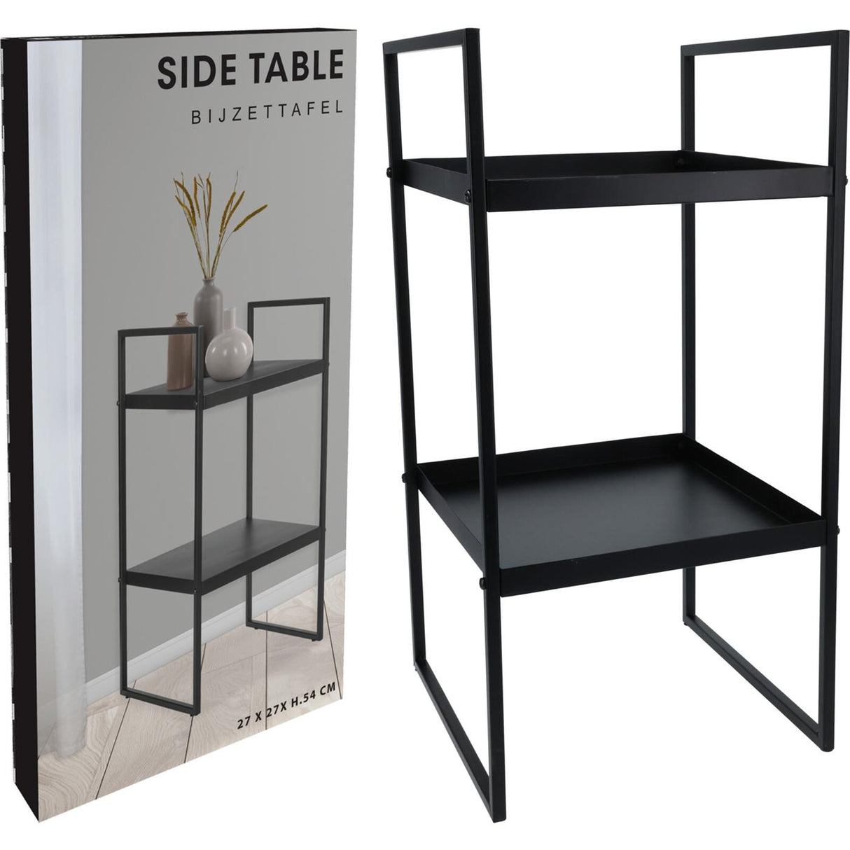 Mesa lateral de estilo doméstico em metal 27x27x54cm