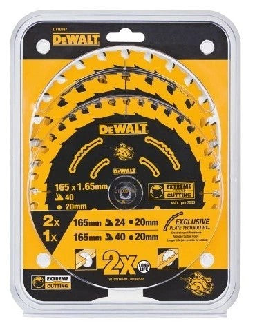Dewalt accessoires dt10397-qz cirkelzaagbladenset extreme 165x20 | 3 stuks - dt10397-qz