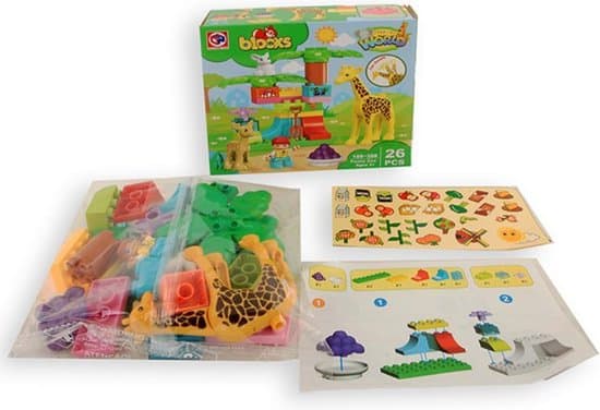 Jonotoys blocks building blocks with 3 zoo animals and a caretaker