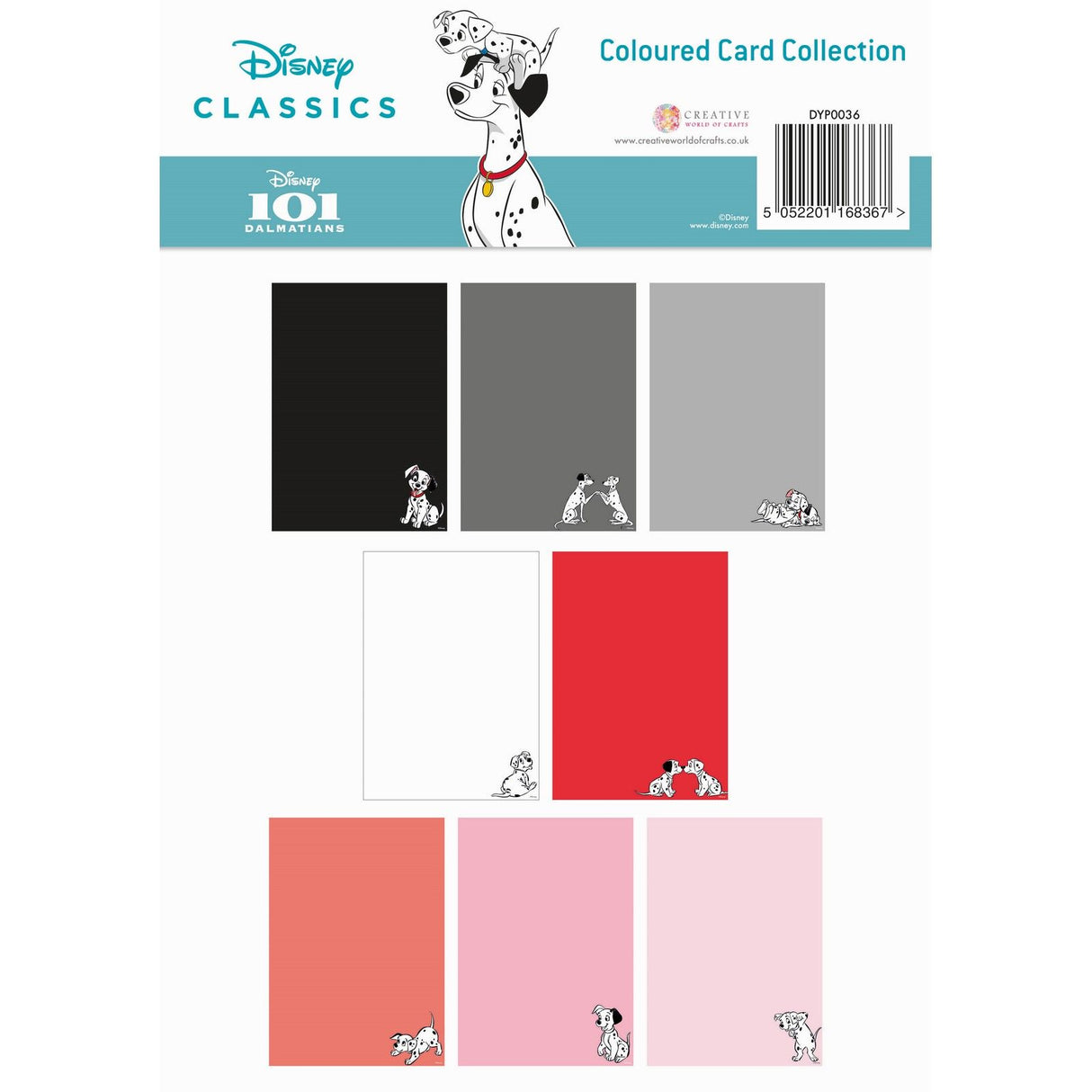 Creative expressions • 101 dalmatians coloured card pack