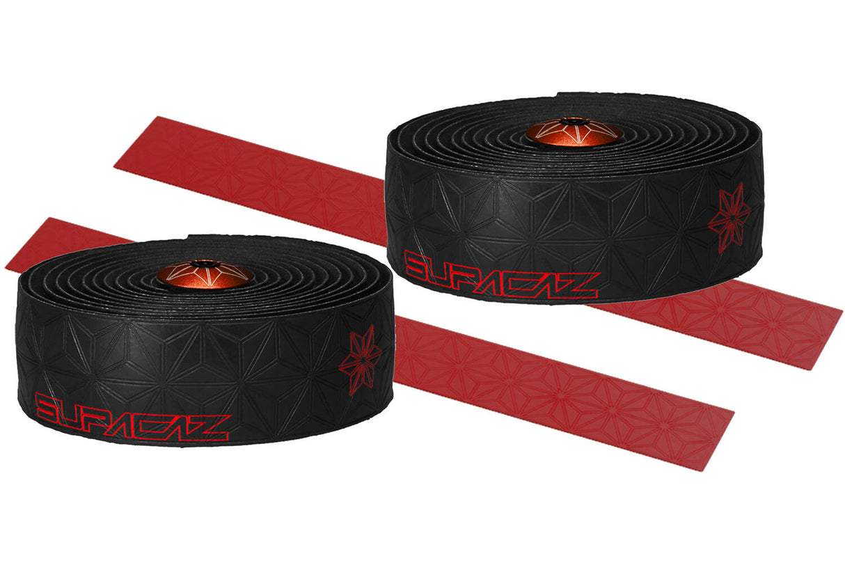 Supacaz Super sticky kush galaxy handlebar tape black red including aluminum handlebar plug