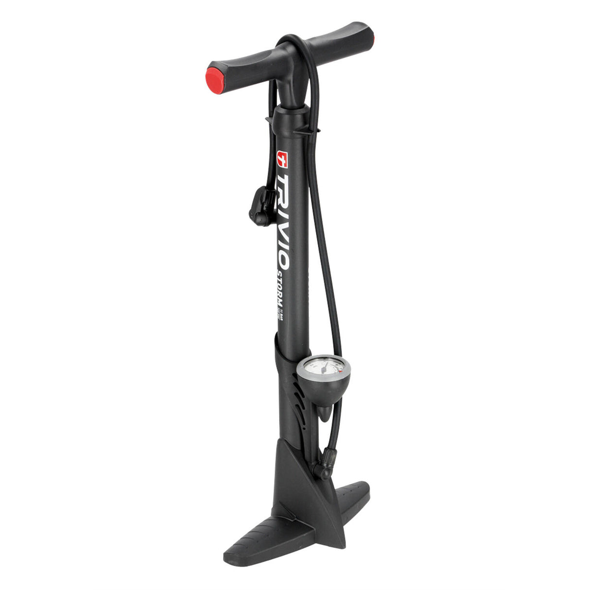 Trivio - Breeze bicycle pump with pressure gauge - dual valve, both Presta and Schrader. Storm type