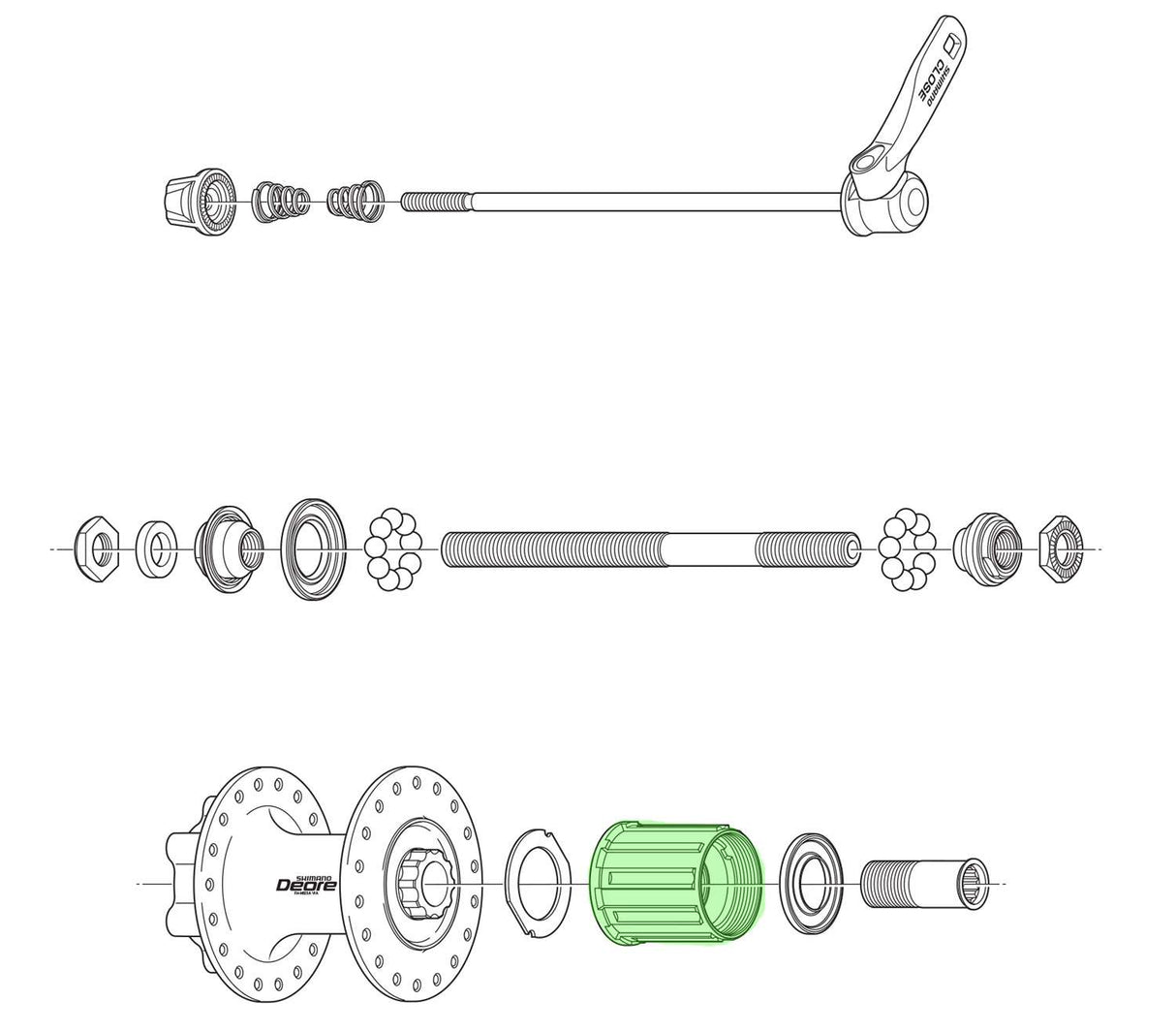 Shimano freehub body for fh-m525 m525-a