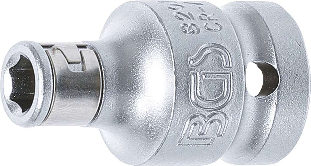 Bgs technic bit adapter with retaining ball square 1 2 to hex 1 4