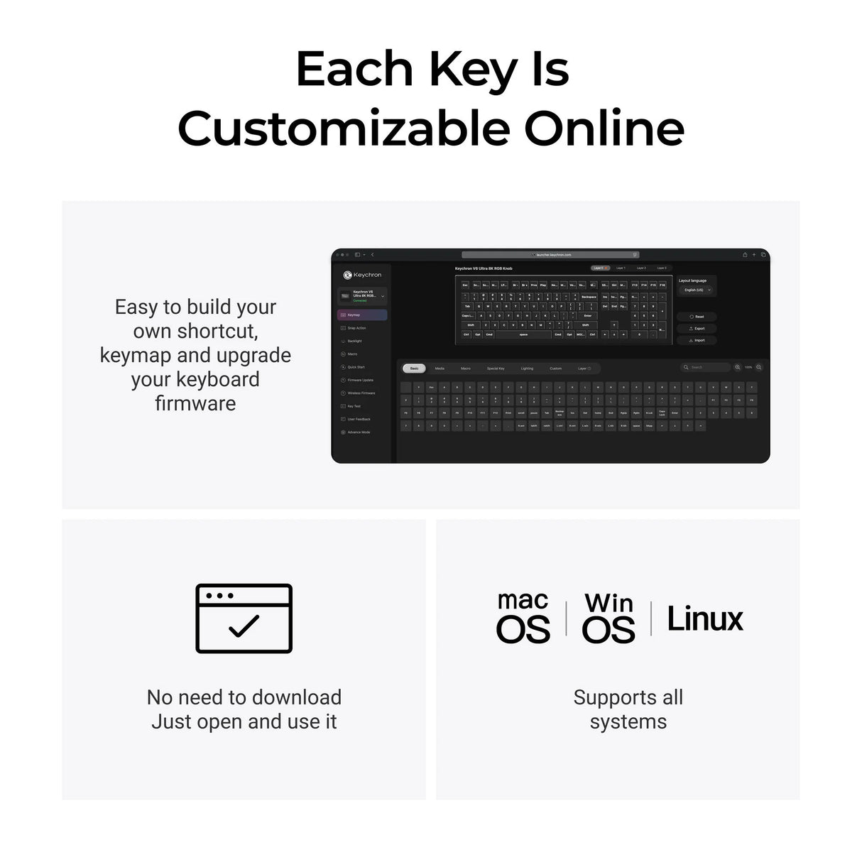 Keychron v6 ultra 8k wireless custom mechanical keyboard (zwart, us lay-out (qwerty), silk pom banana, 100%, rgb, hot swap, 2.4 ghz | bluetooth 5.3 | usb-c)
