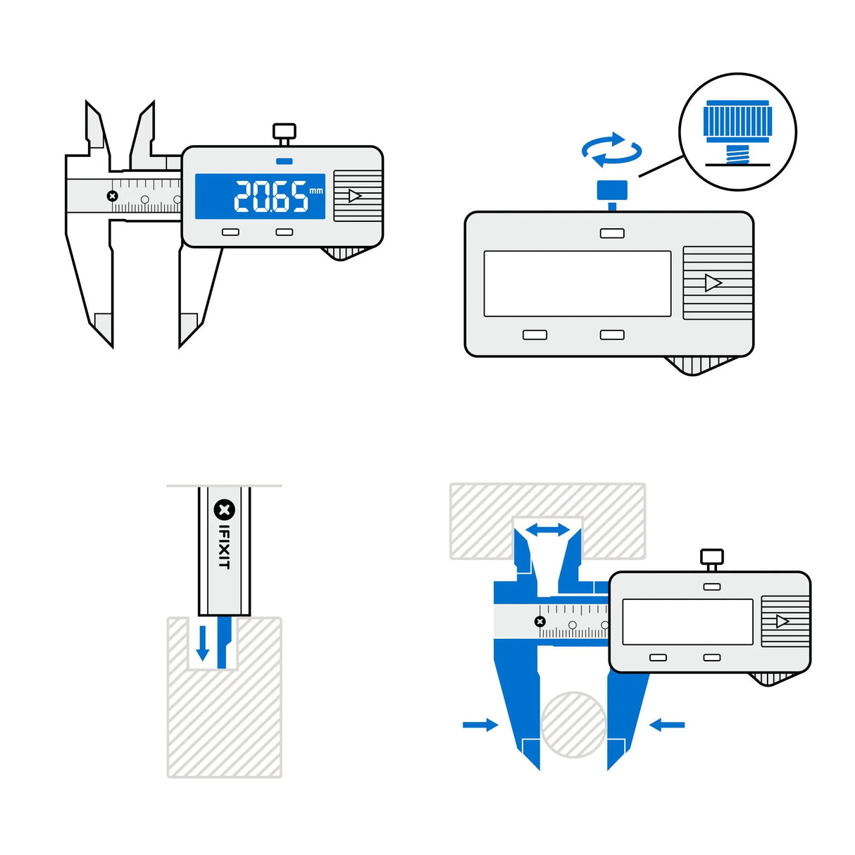Dispositivo de medición de calibre digital Ifixit (negro)