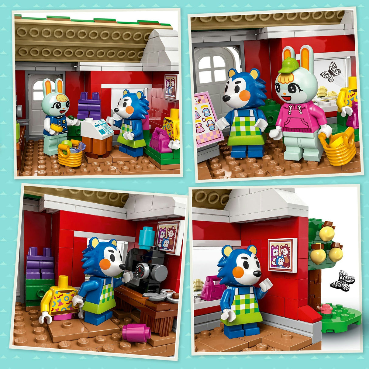 Lego animal crossing 77055 gabių seserų siuvimo parduotuvė