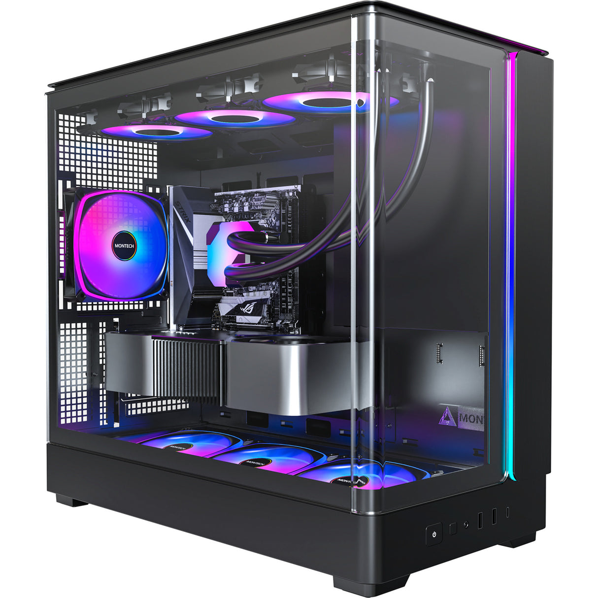 Montech king 15 pro midi tower behuizing (zwart | 2x usb-a | 1x usb-c | rgb | window)