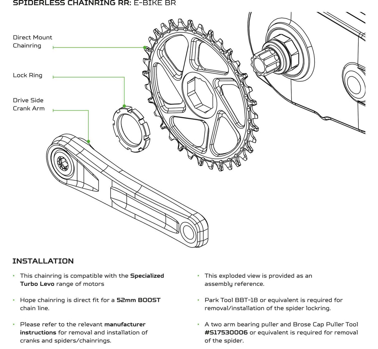 Hope r22 e-bike chainring direct mount brose specialized