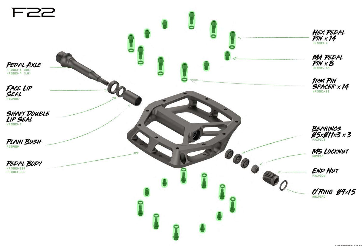 Hope pins for f22 platform pedals