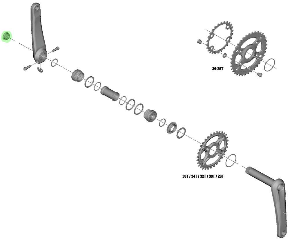 Shimano crank arm fixing bolt for xt grx slx deore cues