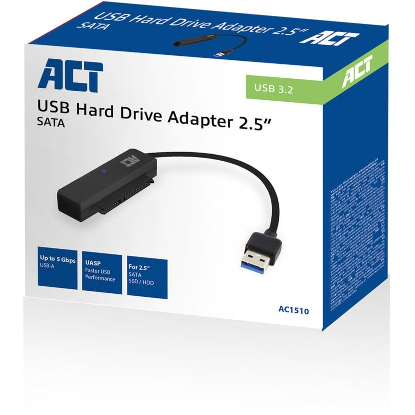Act connectivity usb adapterkabel naar 2,5 sata hdd ssd (zwart, usb 3.2 (5 gbit s))