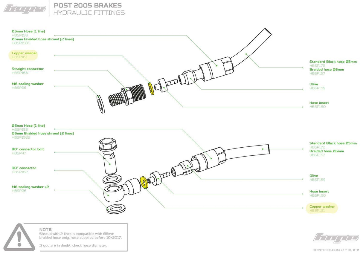 Hope copper washers for brake hose (10 pieces)