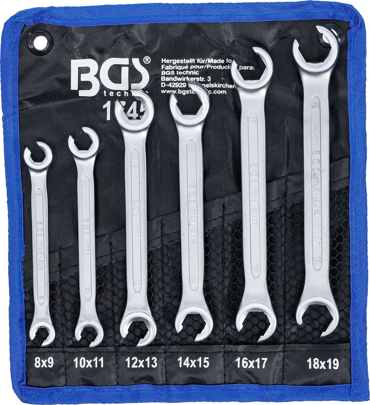 Bgs technic open double ring wrench set sw 8 x 9 - 18 x 19 mm 6 pcs.
