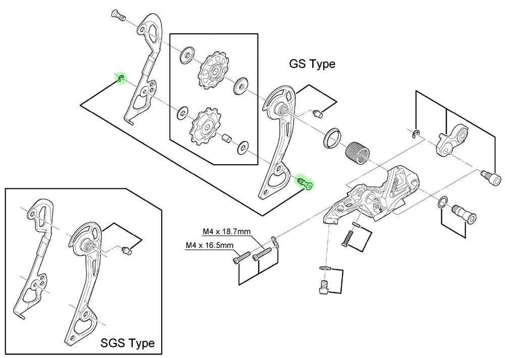Shimano guide pully bolt for rd-m980 m985