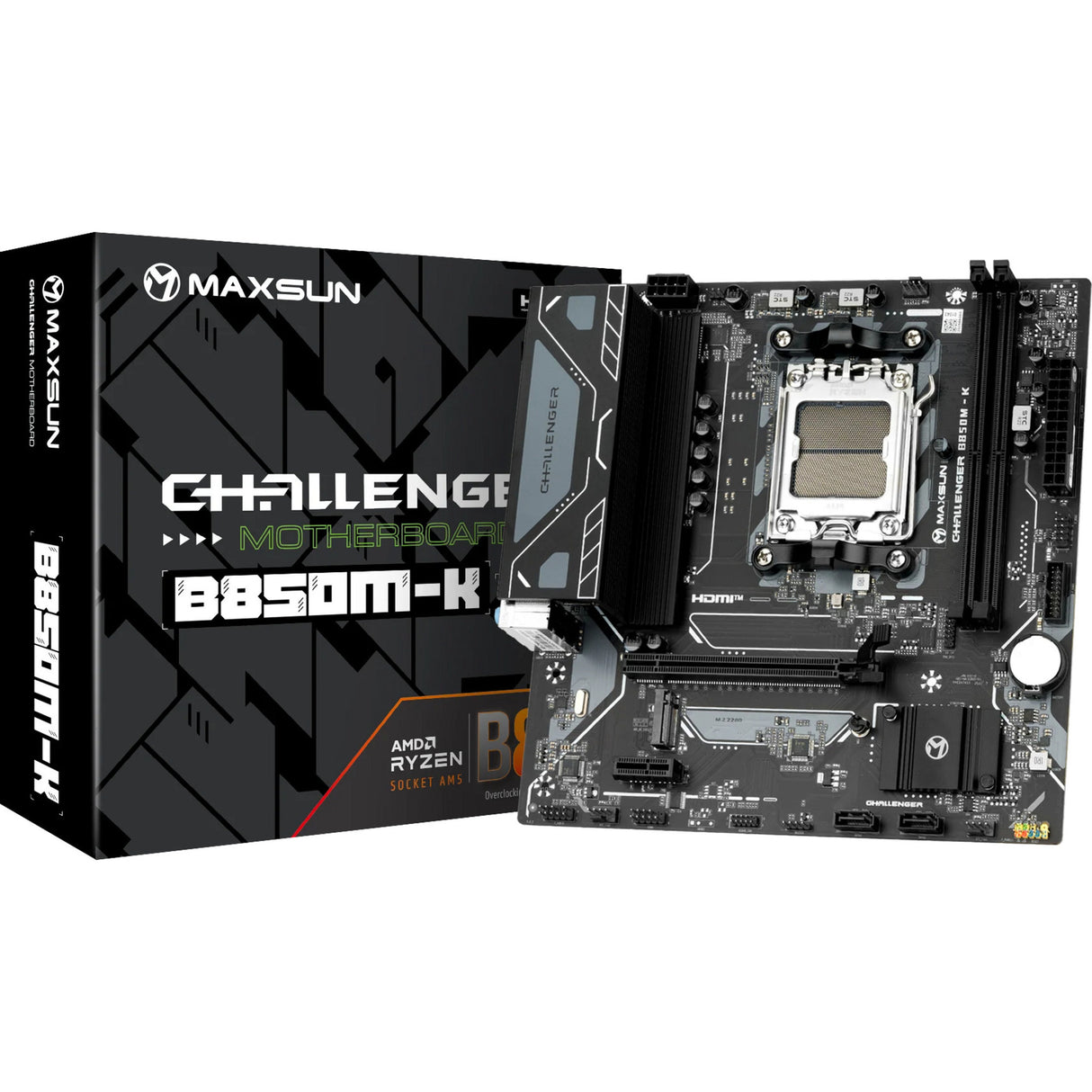 Maxsun ms-challenger b850m-k socket am5 moederbord (zwart, raid, gb-lan, sound, µatx)