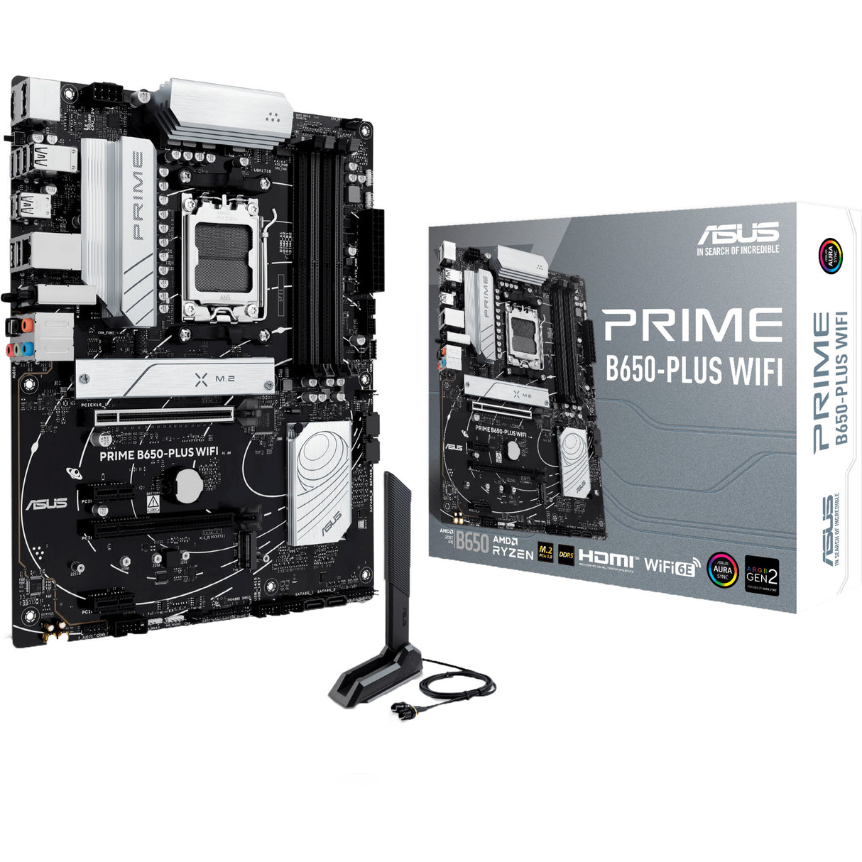 Asus prime b650-plus wifi socket am5 moederbord (zwart zilver, raid, 2.5gb-lan, wi-fi 6e, bt 5.3, sound, atx)