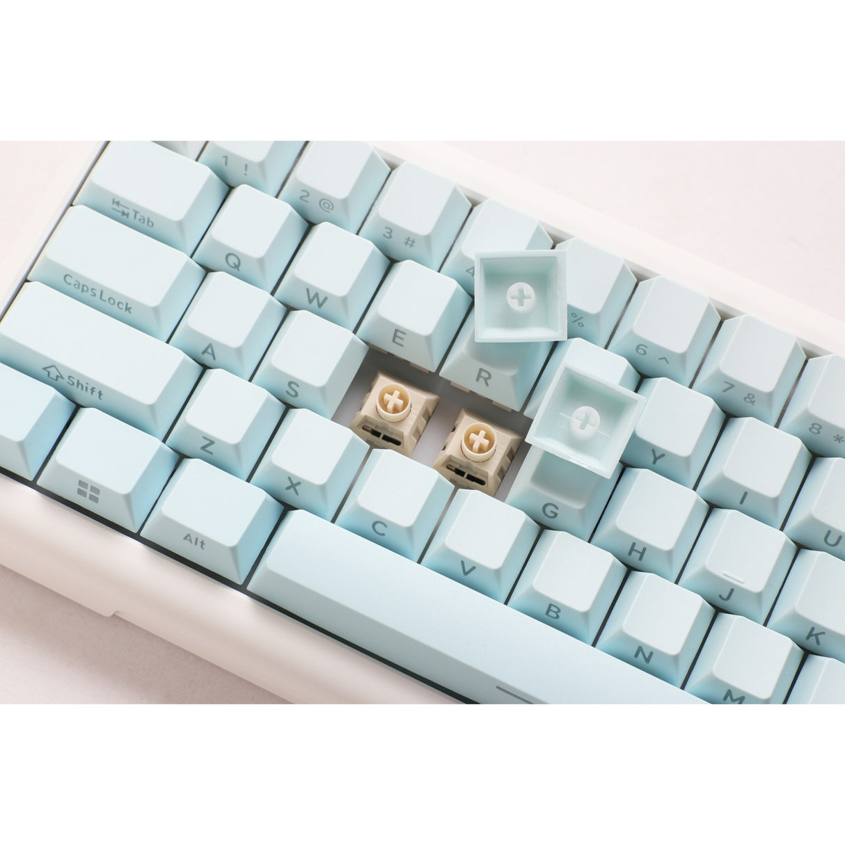 Ducky projectd tinker 65 - pom edition met qmk via, toetsenbord (lichtblauw wit, us lay-out, kailh box cream pro, rgb led, double-shot pbt, hot-swappable pom, gasket mount, 65%)