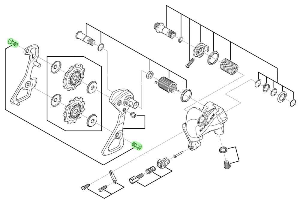 Shimano guide pully bolts for rd-9000 m9050 m9100 r9100