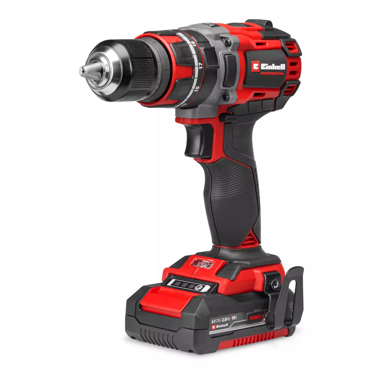Einhell professional accu klopboor- schroefmachine tp-cd 18 60 li-i bl (1x 2.0 ah) klopboorschroevendraaier (rood zwart, incl. 1x 2.0 ah power x-change accu en lader)