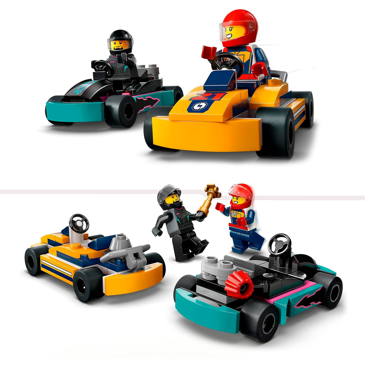 LEGO cathrach 60400 cártaí agus racers