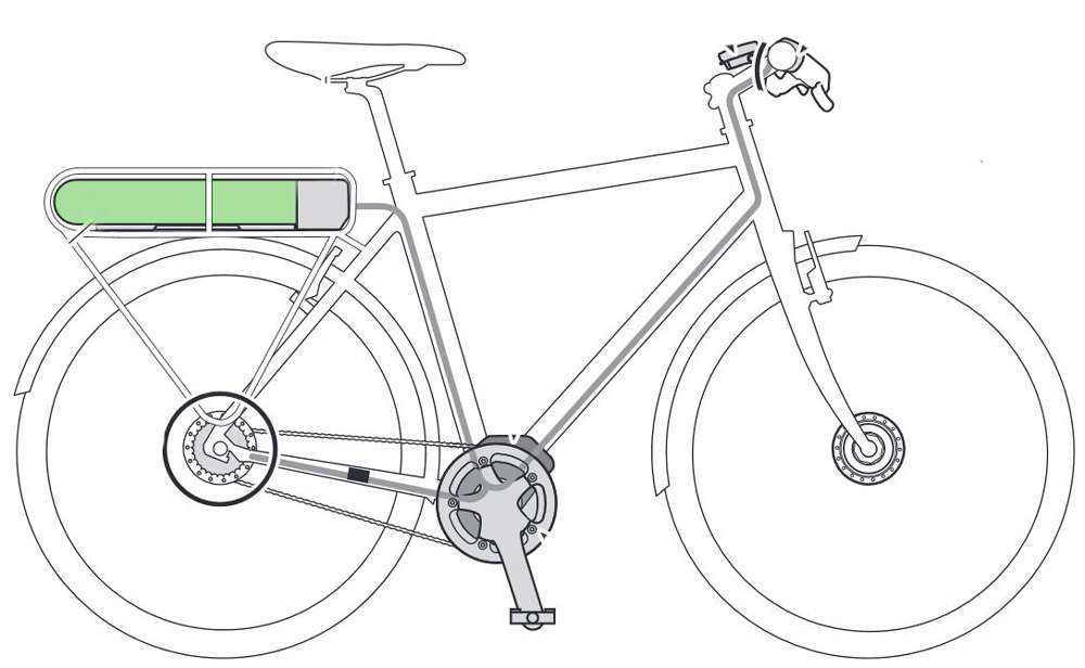 Shimano steps bt-e6001-a 504wh battery for rear carrier