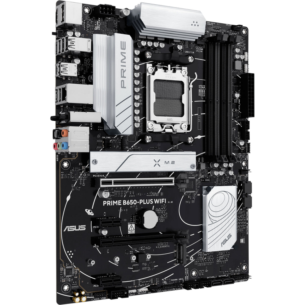 Asus prime b650-plus wifi socket am5 moederbord (zwart zilver, raid, 2.5gb-lan, wi-fi 6e, bt 5.3, sound, atx)