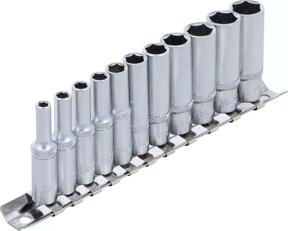 Bgs technic hexagon socket set, deep 1 4 af 4 - 13 mm 11 pcs.