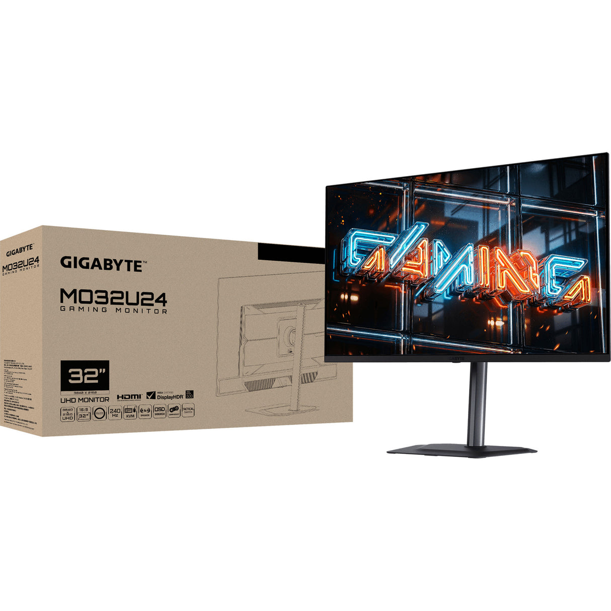 Gigabyte mo32u24 31.5 4k uhd gaming monitor (zwart, 2x hdmi, 1x displayport, usb, audio, amd free-sync, 240 hz)