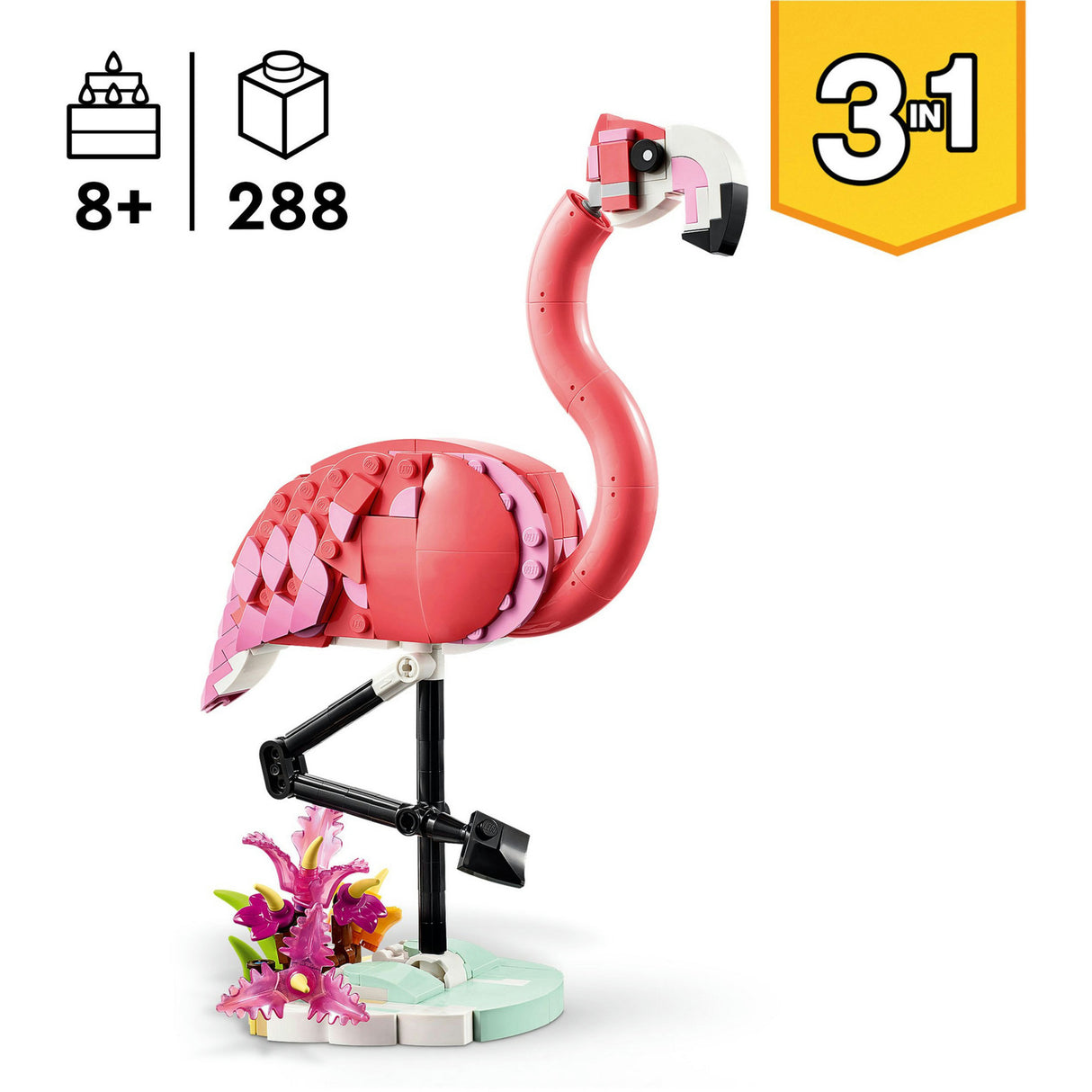 Lego cruthaitheoir 31170 ainmhithe fiáine pink flamingo