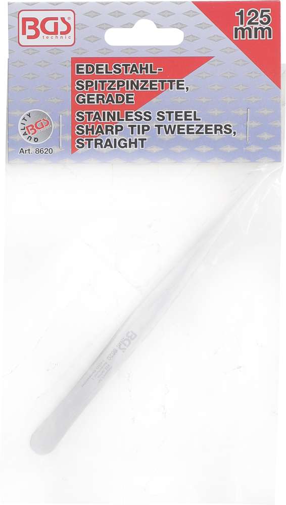 Bgs technic stainless steel sharp tip tweezers