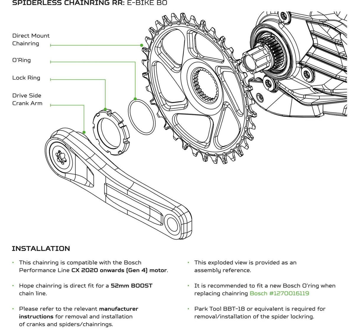 Hope r22 e-bike chainring direct mount bosch gen4
