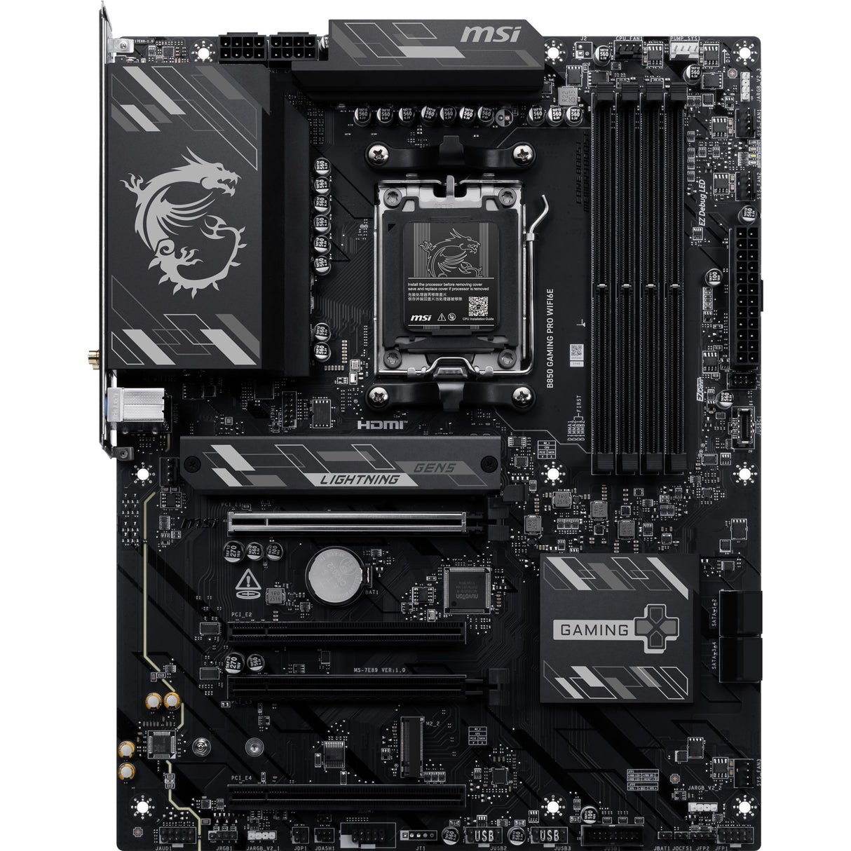 Msi b850 gaming pro wifi6e socket am5 moederbord (zwart, raid, 2.5gb-lan, wi-fi 6e, bt, sound, atx)