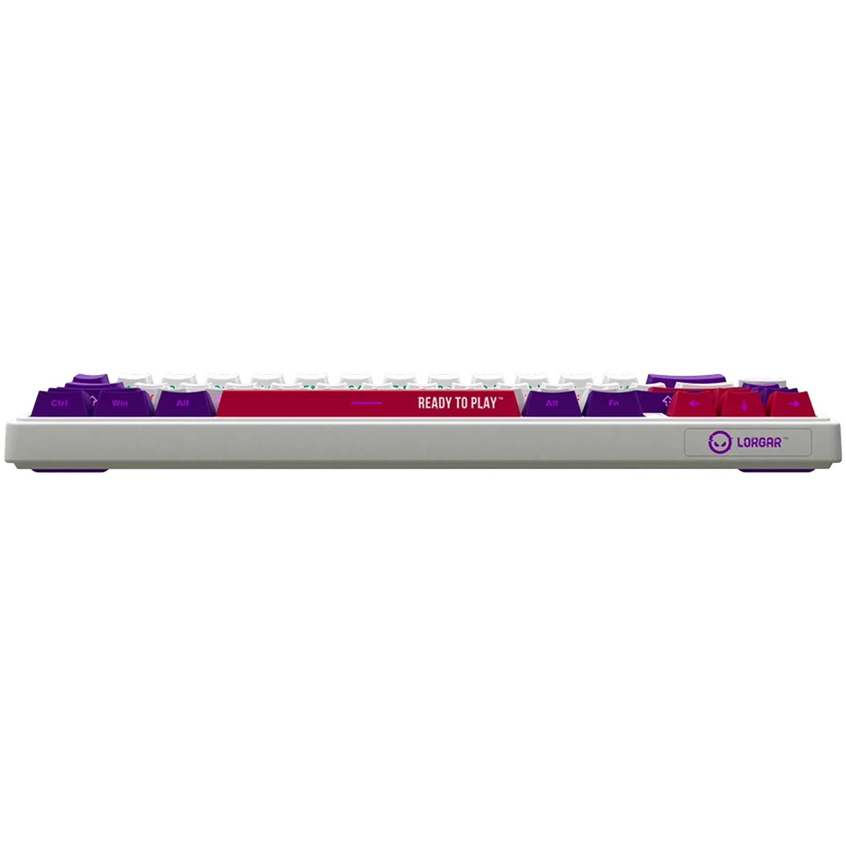 Lorgar kbp70mw, gaming toetsenbord (wit, us lay-out, logar toxic purple, 65%, rgb, hot-swappable, pbt double-shot, bluetooth 2.4ghz usb)