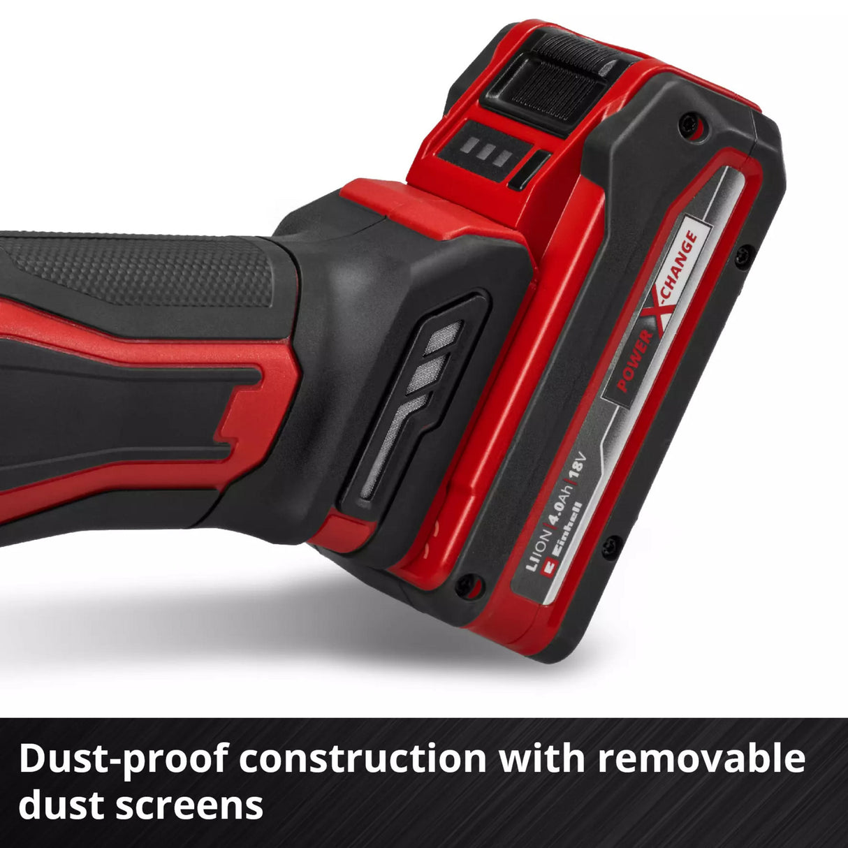 Einhell batteri vinkelslip te-ag 18 125-2 li (1x4,0 ah) vinkelslip (röd svart, inkl. 4,0 ah power x-change batteri och laddare)