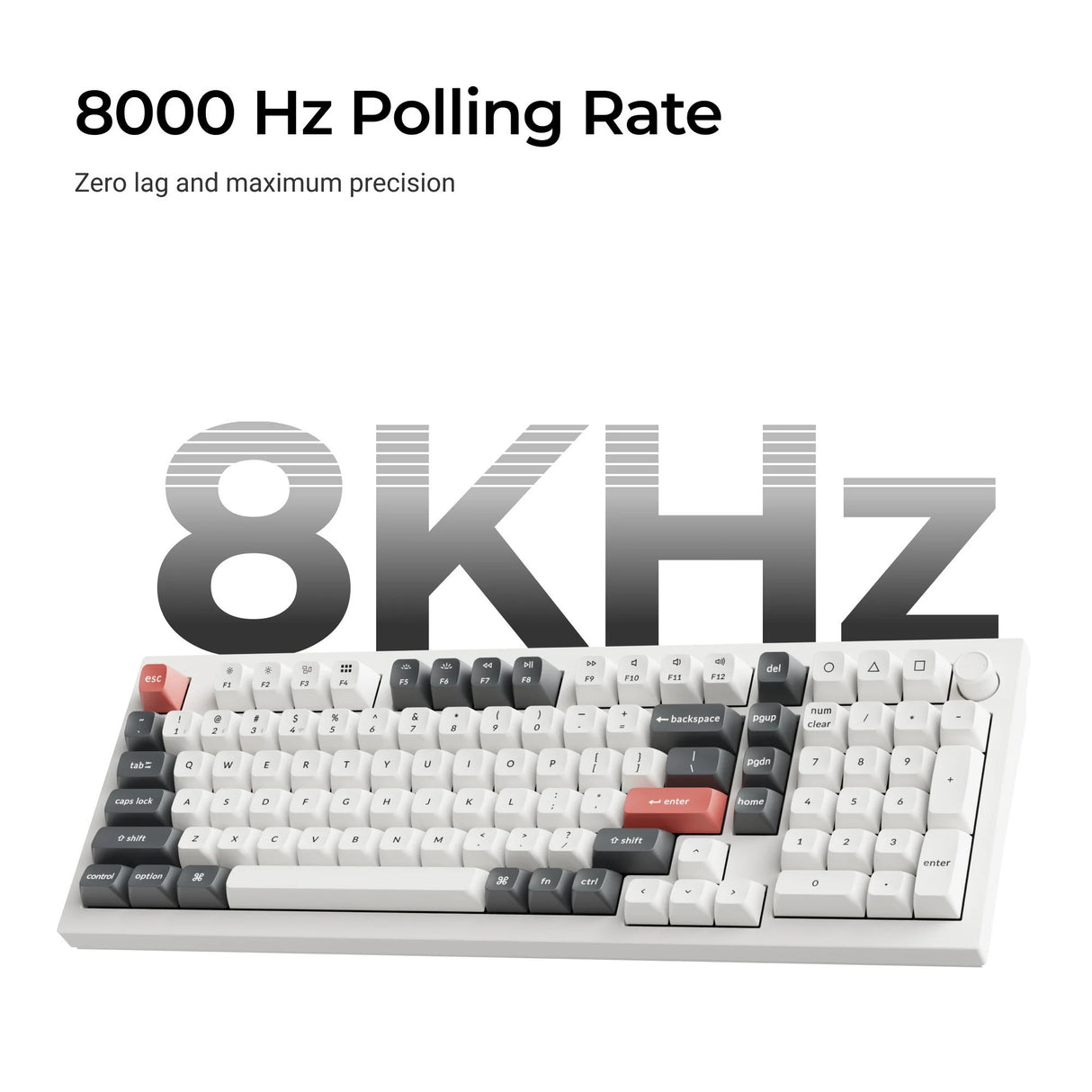 Keychron q5 ultra-m3 8k wireless custom mechanical keyboard (wit, us lay-out (qwerty), silk pom red, 96%, rgb, hot swap, 8k, 2.4 ghz | bluetooth 5.2 | usb-c)