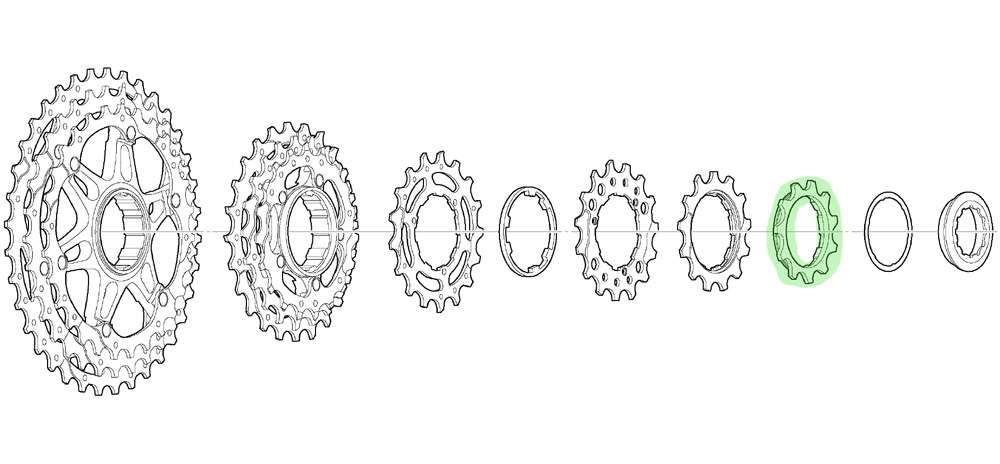 Shimano sprocket 11t with spacer for cs-m771-10 bj bk