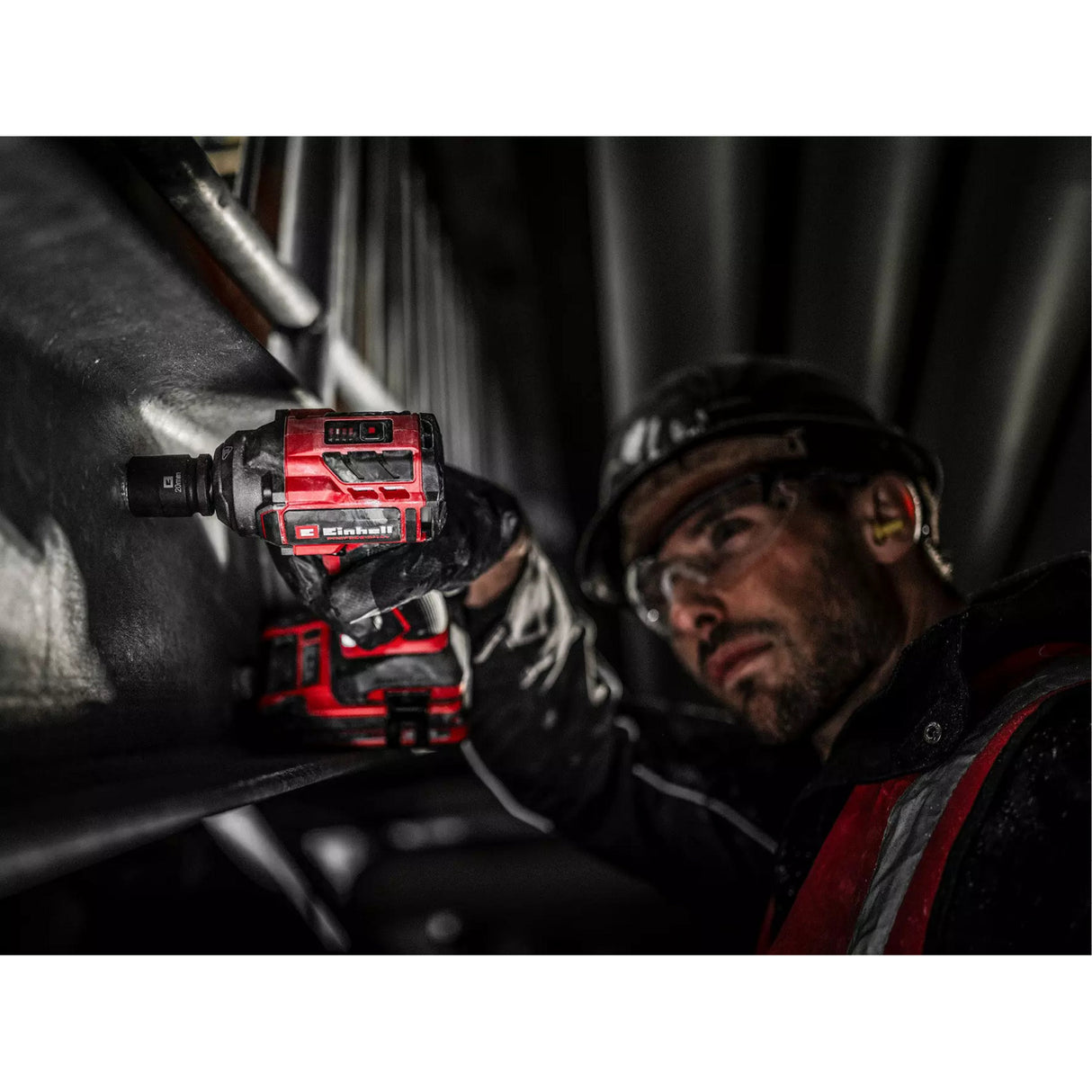 Einhell profesionálny akumulátorový rázový uťahovák tp-cw 18 350-c li bl-solo (červený čierny, power x-change, batéria a nabíjačka nie sú súčasťou balenia)