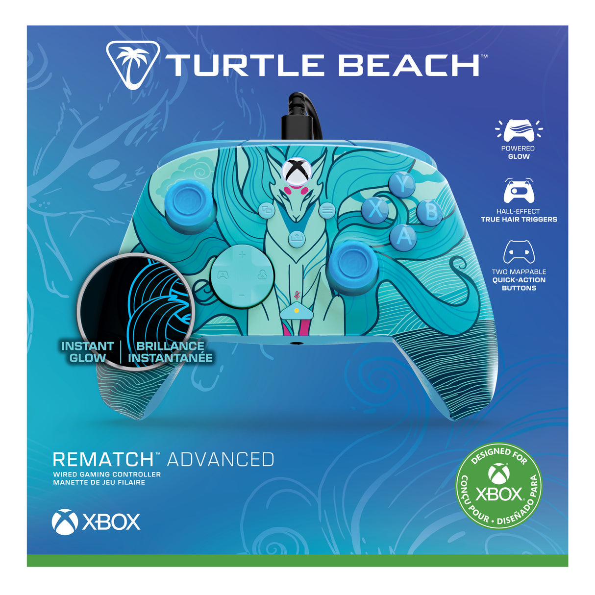 Turtle beach rematch geavanceerde bedrade controller (blue kitsune, xbox serie x|s, xbox one, pc)