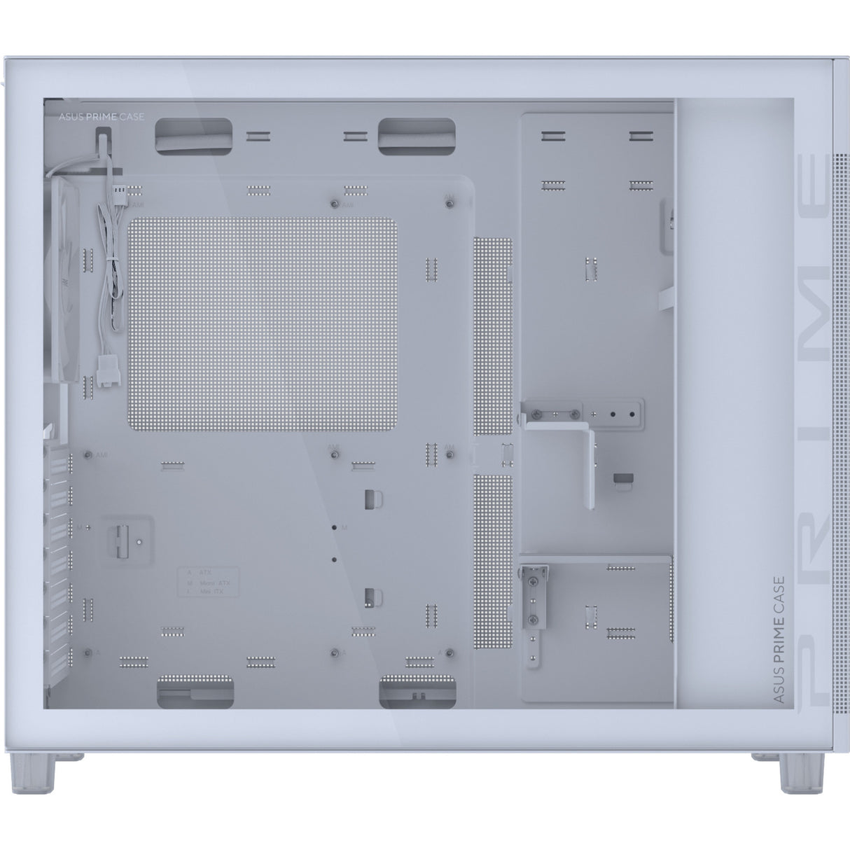 Asus prime ap303 - tempered glass panel midi tower behuizing (wit | 2x usb-a | 1x usb-c | tempered glass)