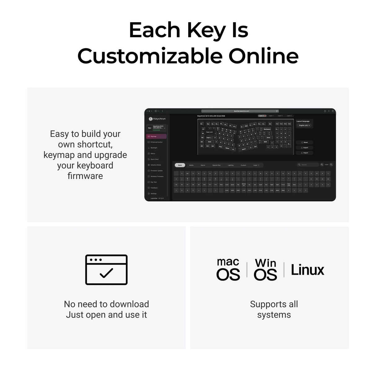 Keychron q13 ultra-p1 8k wireless custom mechanical keyboard (wit, us lay-out (qwerty), silk pom red, 96%, rgb, hot swap, 8k, 2.4 ghz | bluetooth 5.2 | usb-c)