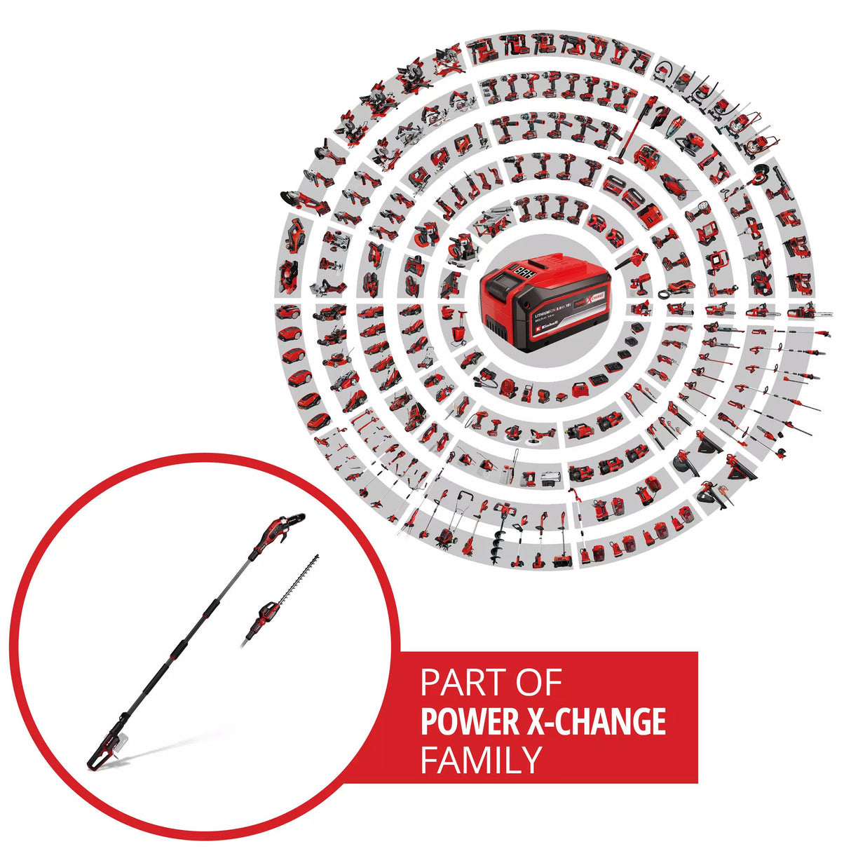 Einhell accu telescoop heggenschaar gp-hh 18 50 li t bl-solo (rood zwart, accu en oplader niet inbegrepen)