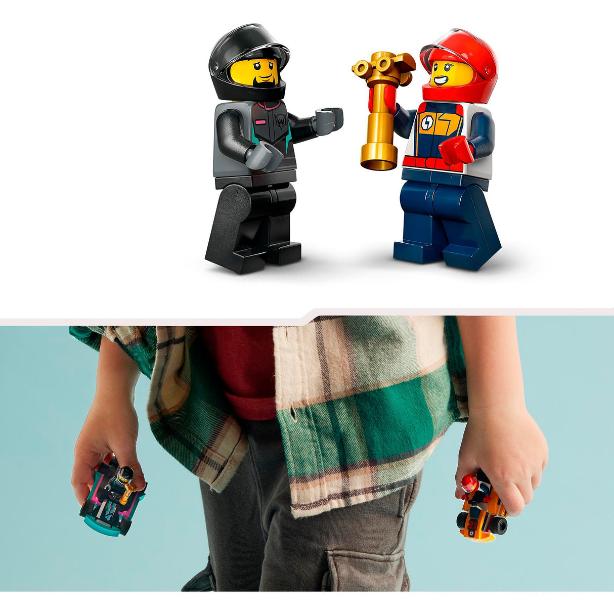 LEGO cathrach 60400 cártaí agus racers