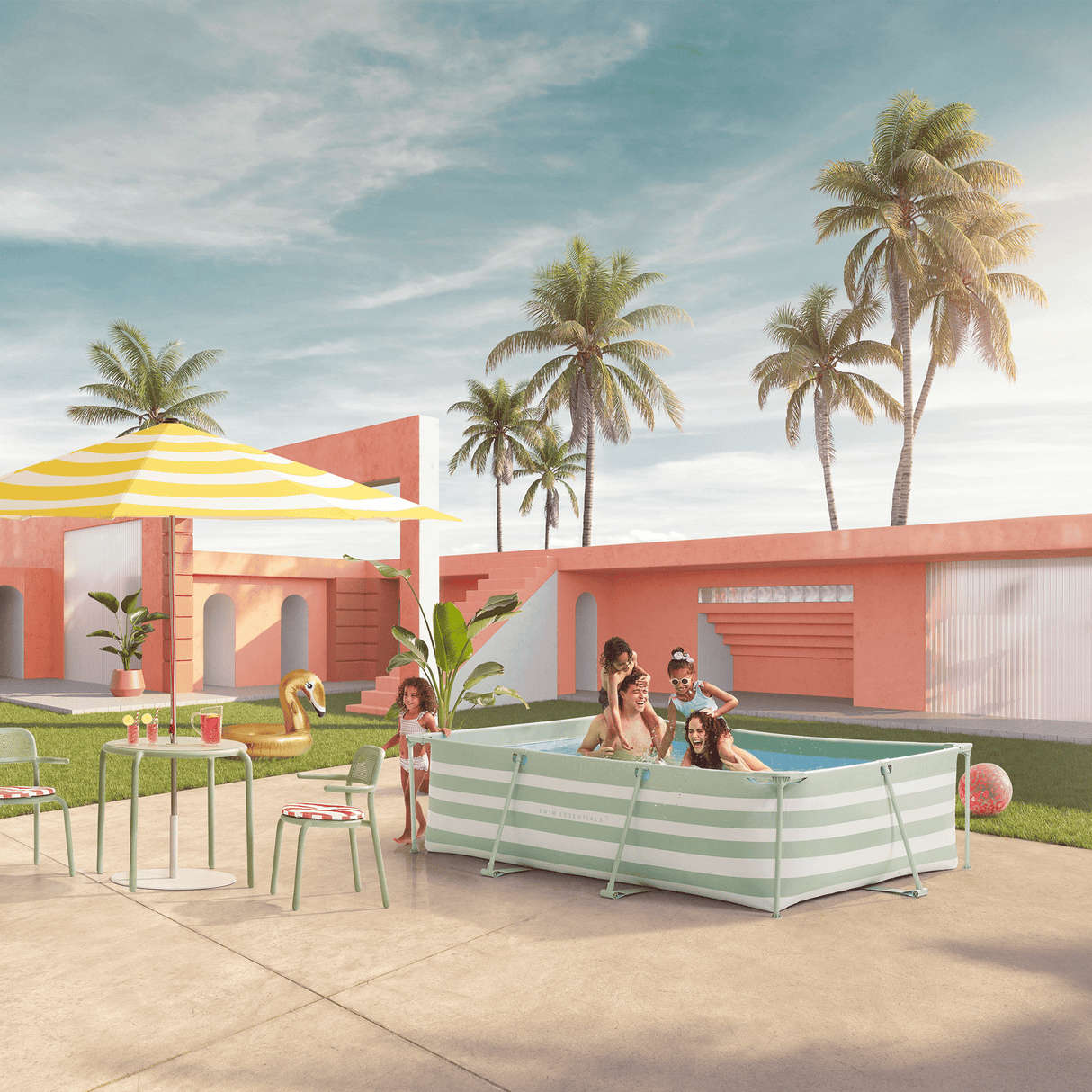 Essence | green and white above-ground pool 300x200x75 cm incl. accessories