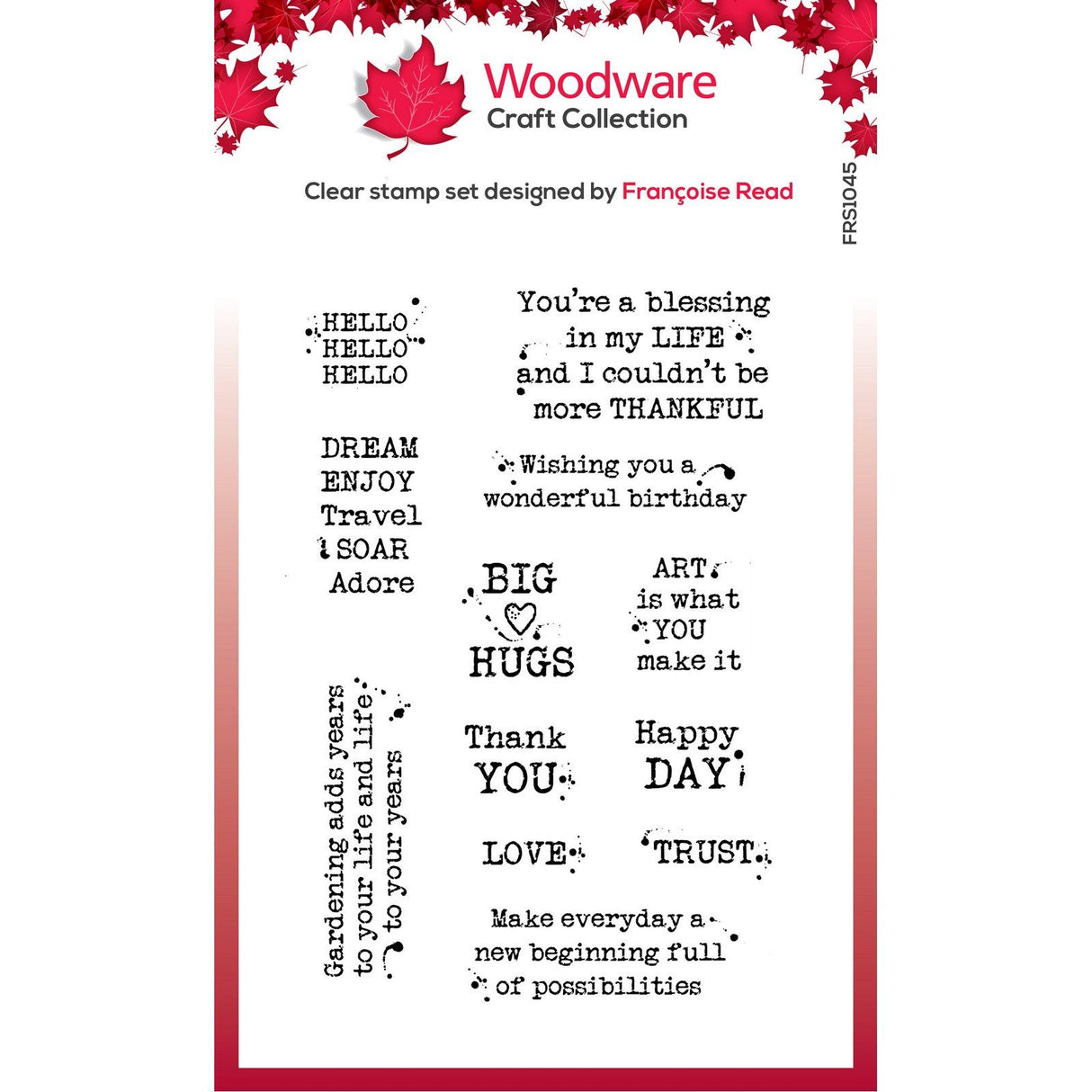 Woodware • clear singles postage stamp greetings